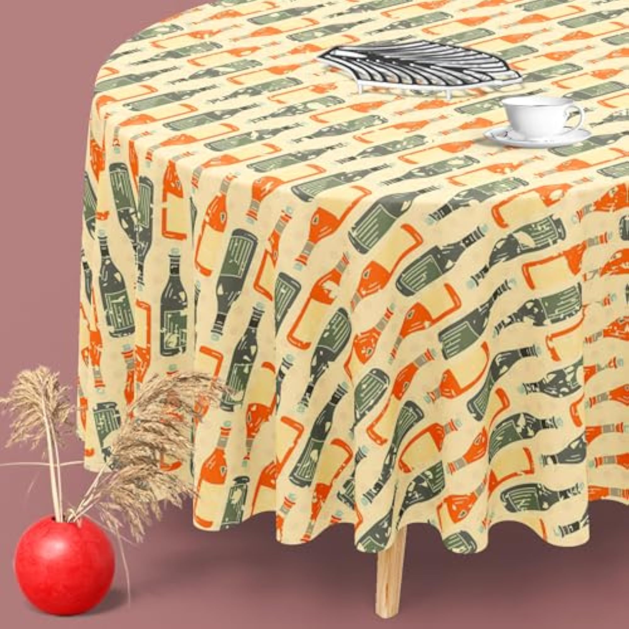 Wine Table Cloth Cover for Dining & Center Table, Cotton Canvas, 4-Seater